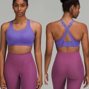 Lululemon Air Support Bra High Impact Size 34 DD Running Supportive Purple Pads‎